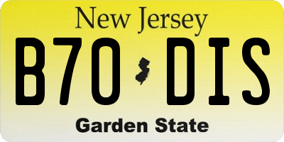 NJ license plate B70DIS
