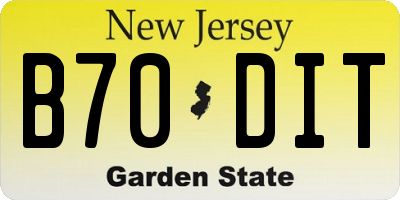 NJ license plate B70DIT