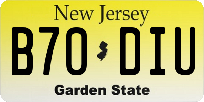 NJ license plate B70DIU