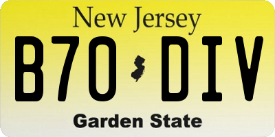 NJ license plate B70DIV