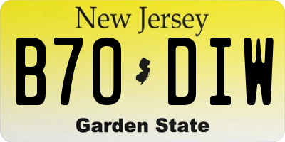 NJ license plate B70DIW