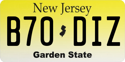 NJ license plate B70DIZ
