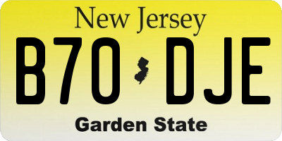 NJ license plate B70DJE