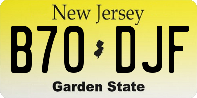 NJ license plate B70DJF
