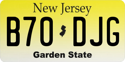 NJ license plate B70DJG