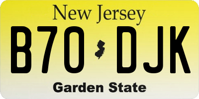 NJ license plate B70DJK