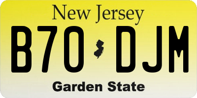 NJ license plate B70DJM