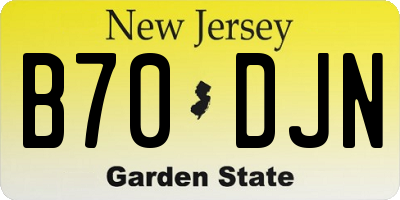 NJ license plate B70DJN