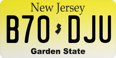 NJ license plate B70DJU