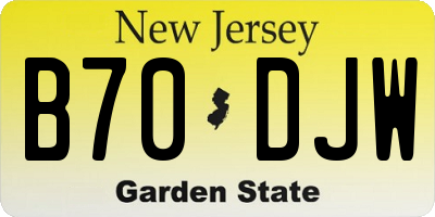NJ license plate B70DJW