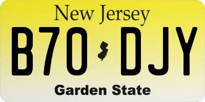 NJ license plate B70DJY