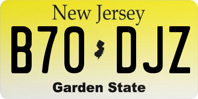NJ license plate B70DJZ