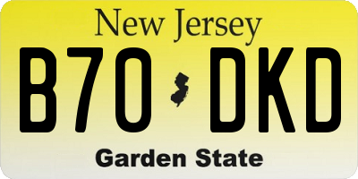 NJ license plate B70DKD