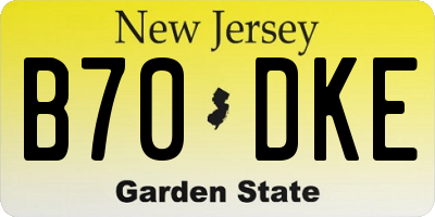 NJ license plate B70DKE