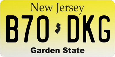 NJ license plate B70DKG