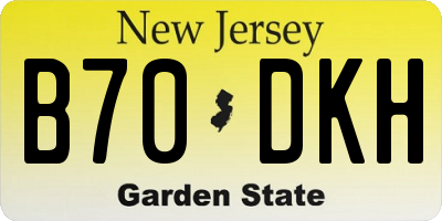 NJ license plate B70DKH