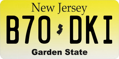 NJ license plate B70DKI