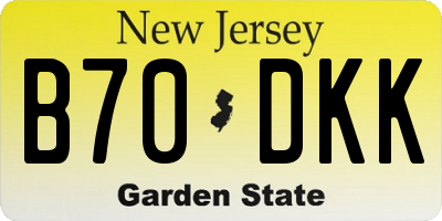 NJ license plate B70DKK