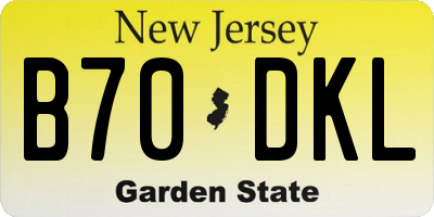 NJ license plate B70DKL