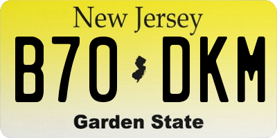 NJ license plate B70DKM