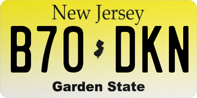 NJ license plate B70DKN
