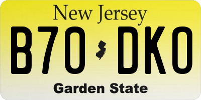 NJ license plate B70DKO