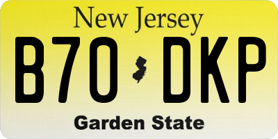 NJ license plate B70DKP