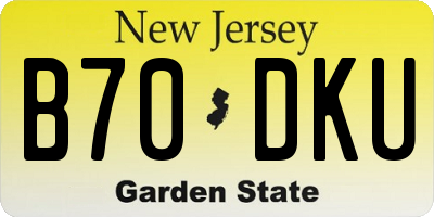 NJ license plate B70DKU