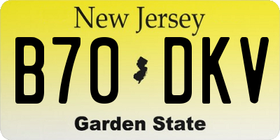 NJ license plate B70DKV