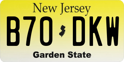 NJ license plate B70DKW