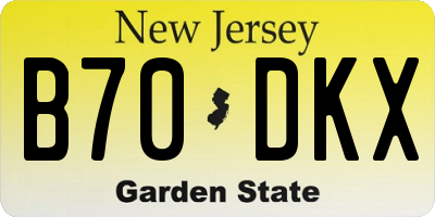 NJ license plate B70DKX