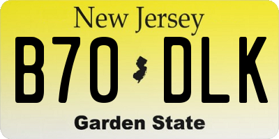 NJ license plate B70DLK