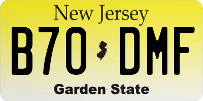 NJ license plate B70DMF