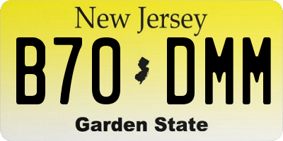 NJ license plate B70DMM