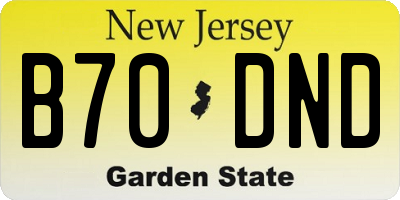 NJ license plate B70DND