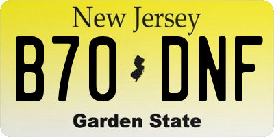 NJ license plate B70DNF