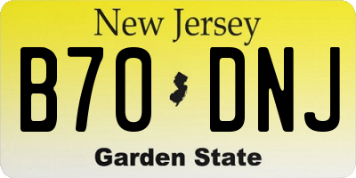 NJ license plate B70DNJ