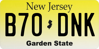 NJ license plate B70DNK