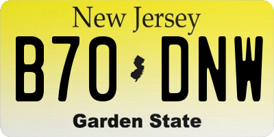 NJ license plate B70DNW