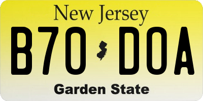 NJ license plate B70DOA