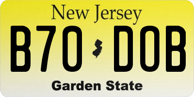 NJ license plate B70DOB