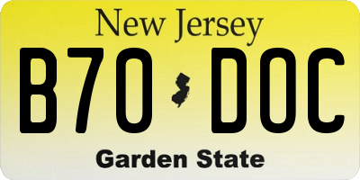 NJ license plate B70DOC