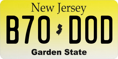 NJ license plate B70DOD