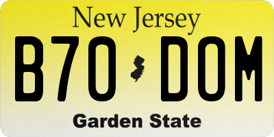 NJ license plate B70DOM