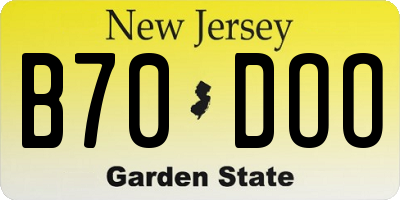 NJ license plate B70DOO
