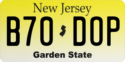 NJ license plate B70DOP