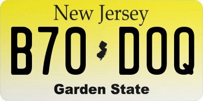 NJ license plate B70DOQ