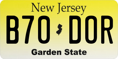 NJ license plate B70DOR
