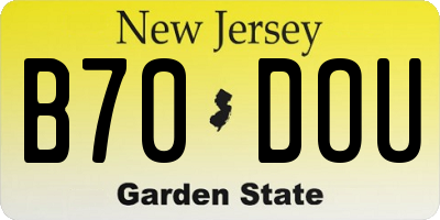 NJ license plate B70DOU