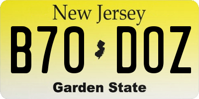 NJ license plate B70DOZ